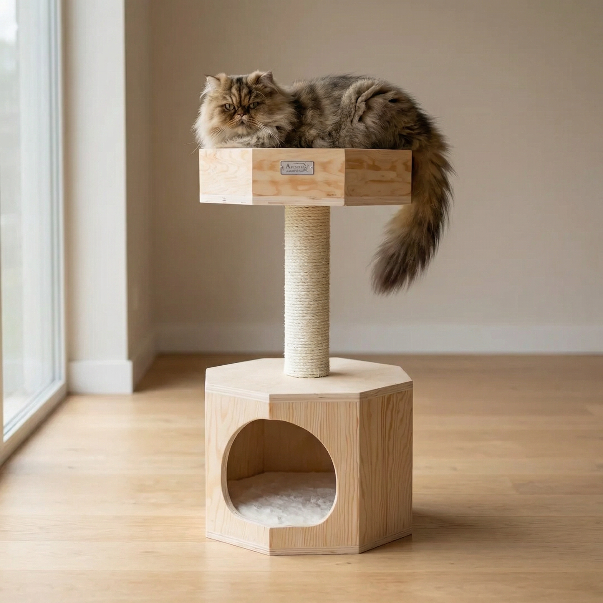 TimberThrone – Modern Wooden Cat Tree