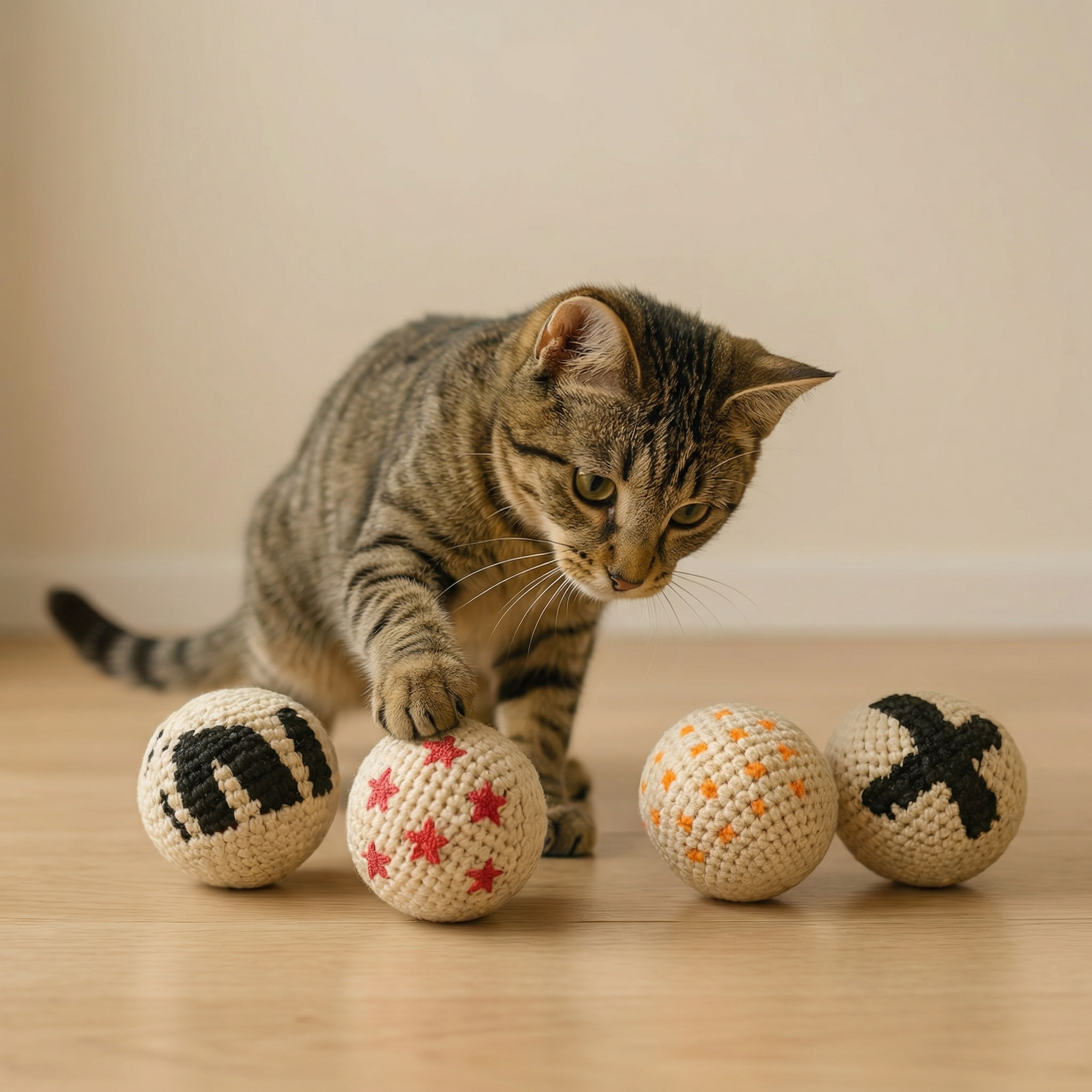 PurrRoll – Natural Crochet Cat Ball Set