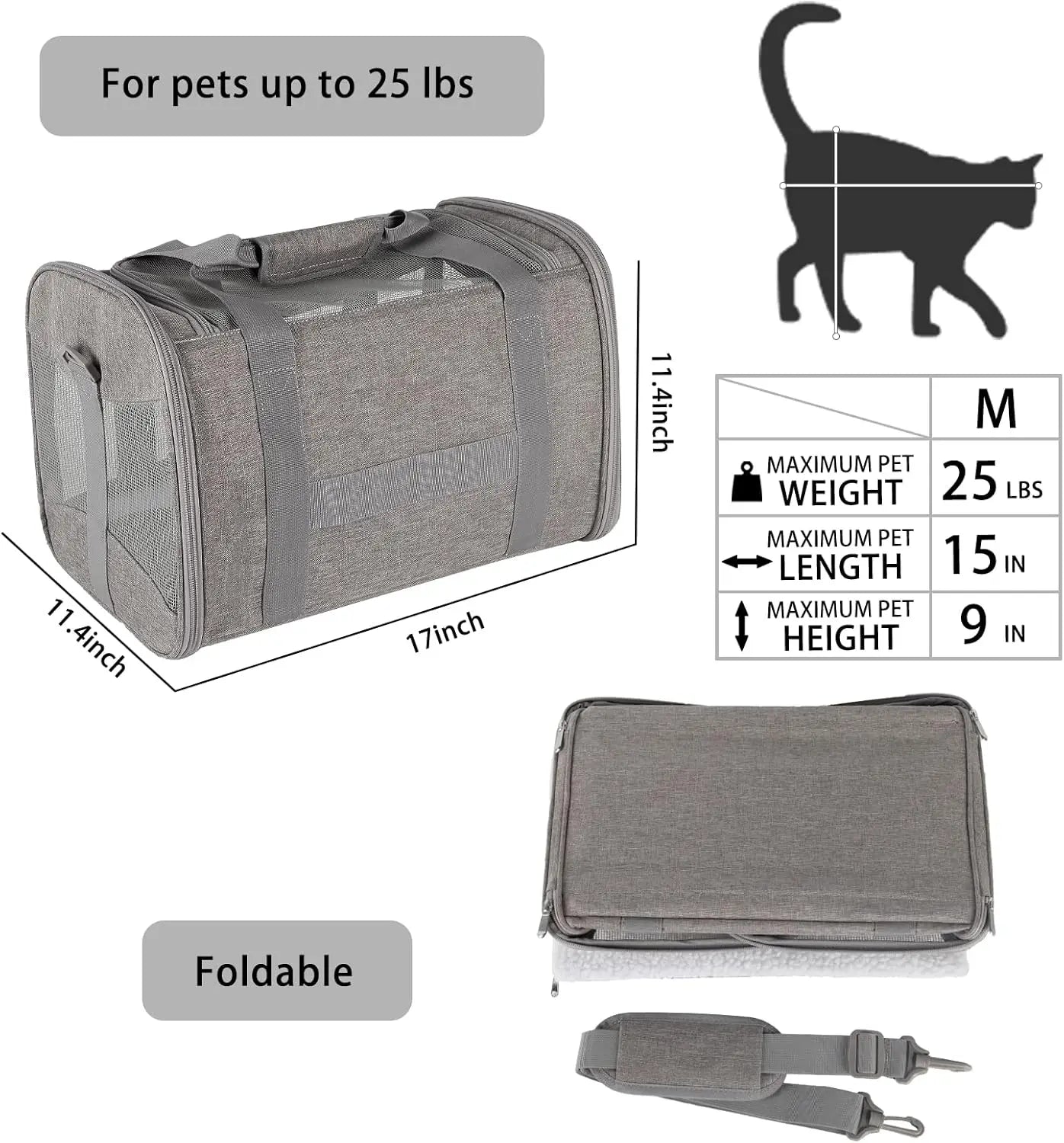 Portable Dog Cat Carrier Bag Soft Side Backpack Pet Carriers Dog Travel Bags Airline Approved Transport Outgoing Pets Handbag