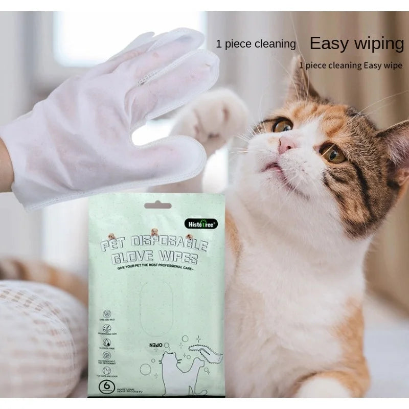 Pet Disposable Gloves Dog Body Wipes No Rinse Washing Gloves Grooming Pet Gloves Gentle Deodorizing Wipes Cat Cleaning Fur Eye