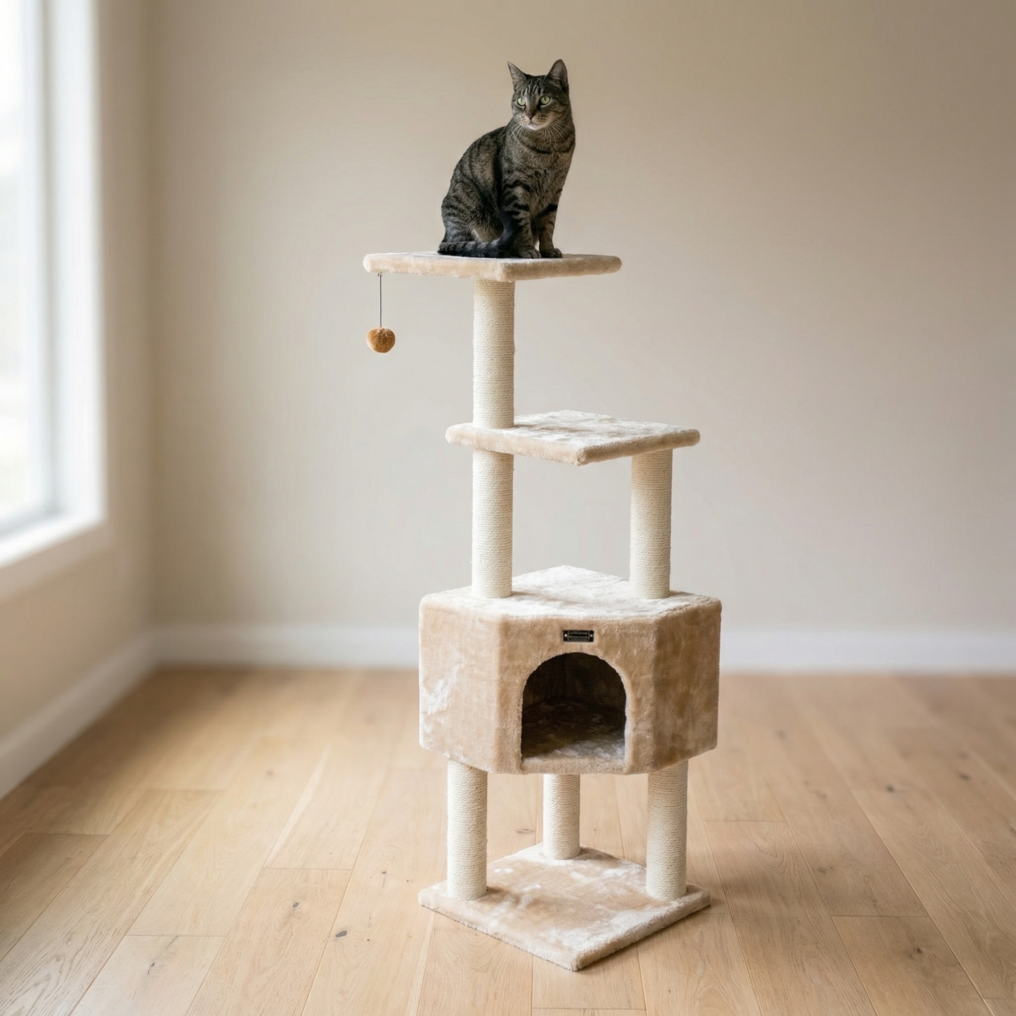 Real Wood 3 Levels Cat Tower