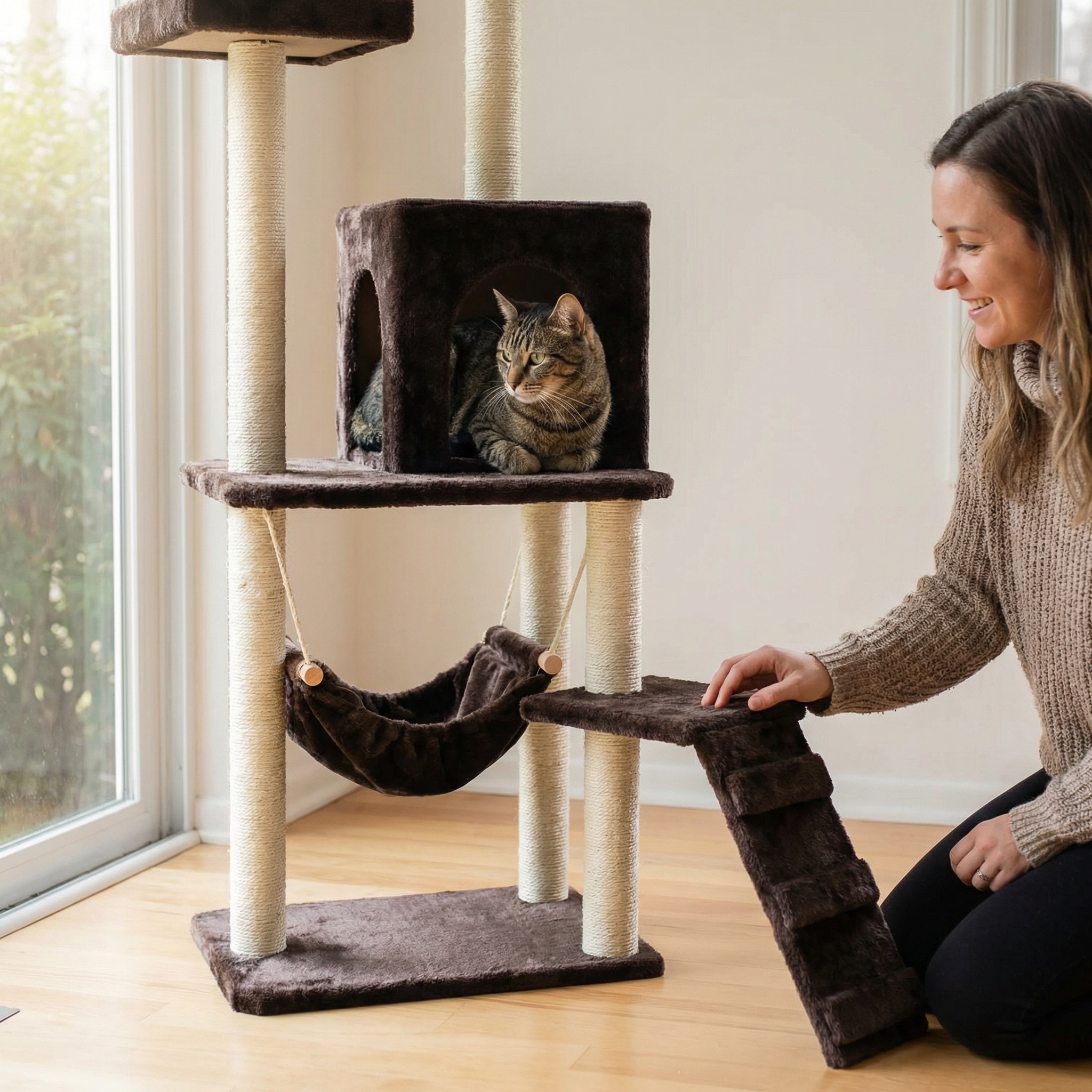 CocoaClimb – Plush Multi-Level Cat Activity Tree
