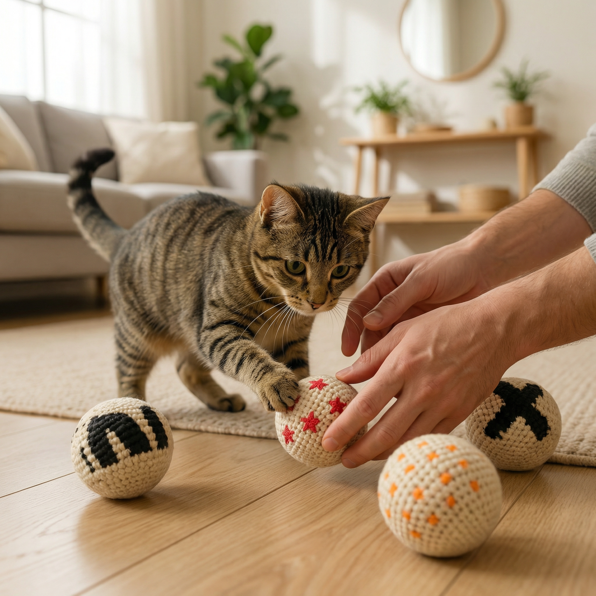 PurrRoll – Natural Crochet Cat Ball Set